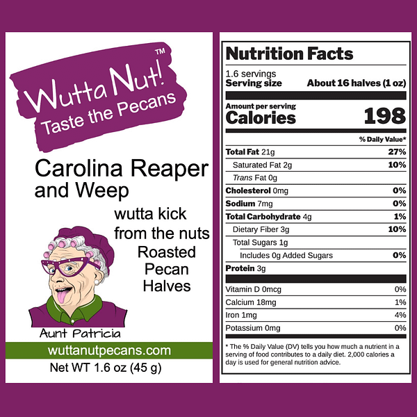 Reaper and Weep Nutritional Label